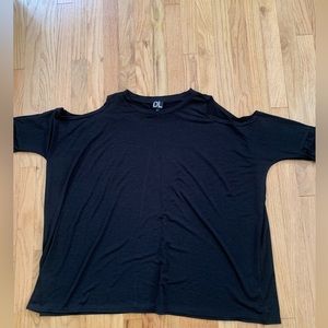 DL Cut Out Shoulder Black Womens Blouse short short sleeves Size Medium